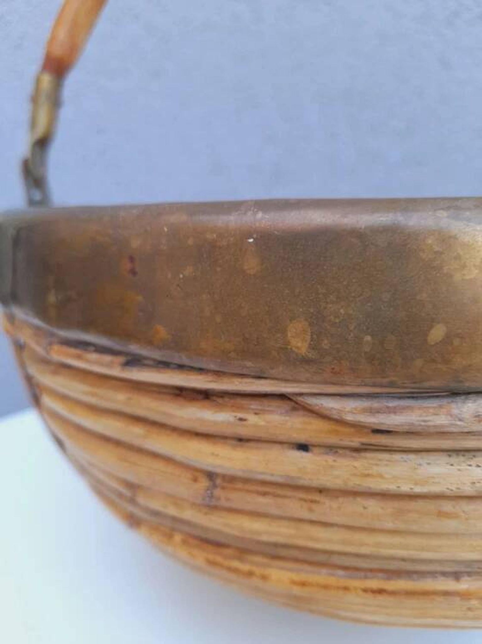 Rattan and brass basket 1970