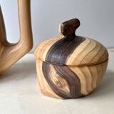 Vintage Grandjean Jourdan Vallauris faux wood coffee maker + sugar bowl