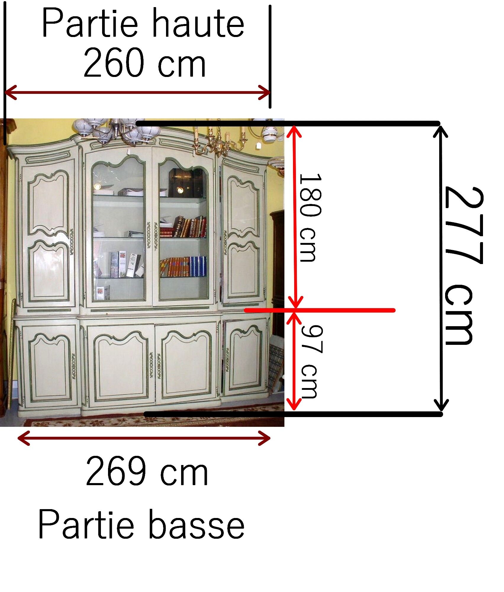 Bibliothèque en bois peint