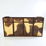 Large oxidized and patinated brass bar by Isabelle and Richard Faure 1970