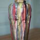 Vase signed Louis Gueule – Elgé Vierzon, multicoloured polychrome earthenware vase in geometric shape, collection.