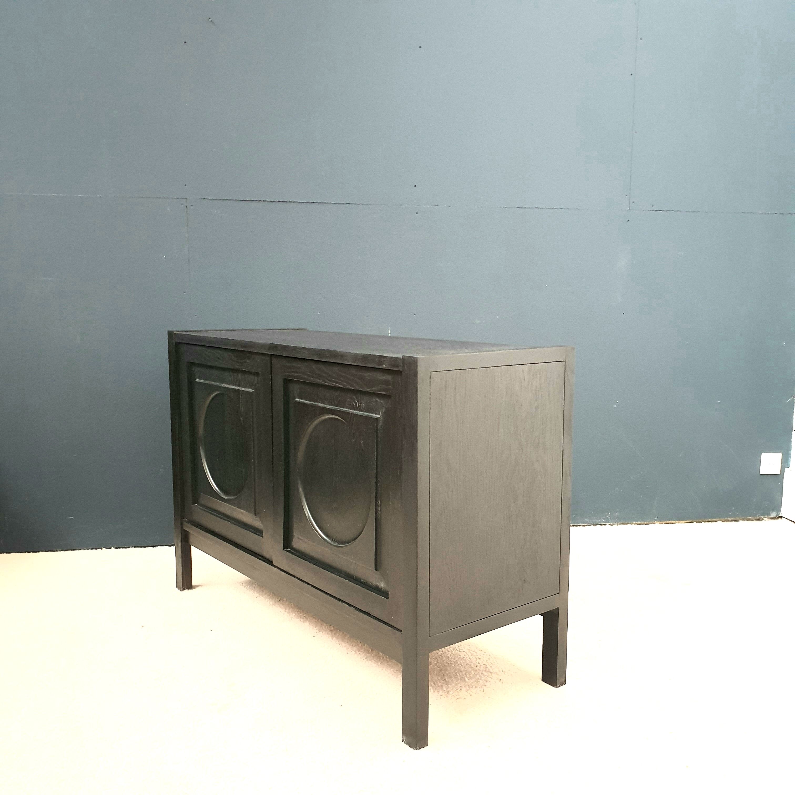 Brutalist buffet in tinned oak.