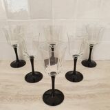 6 Octime octagonal black-footed wine glasses