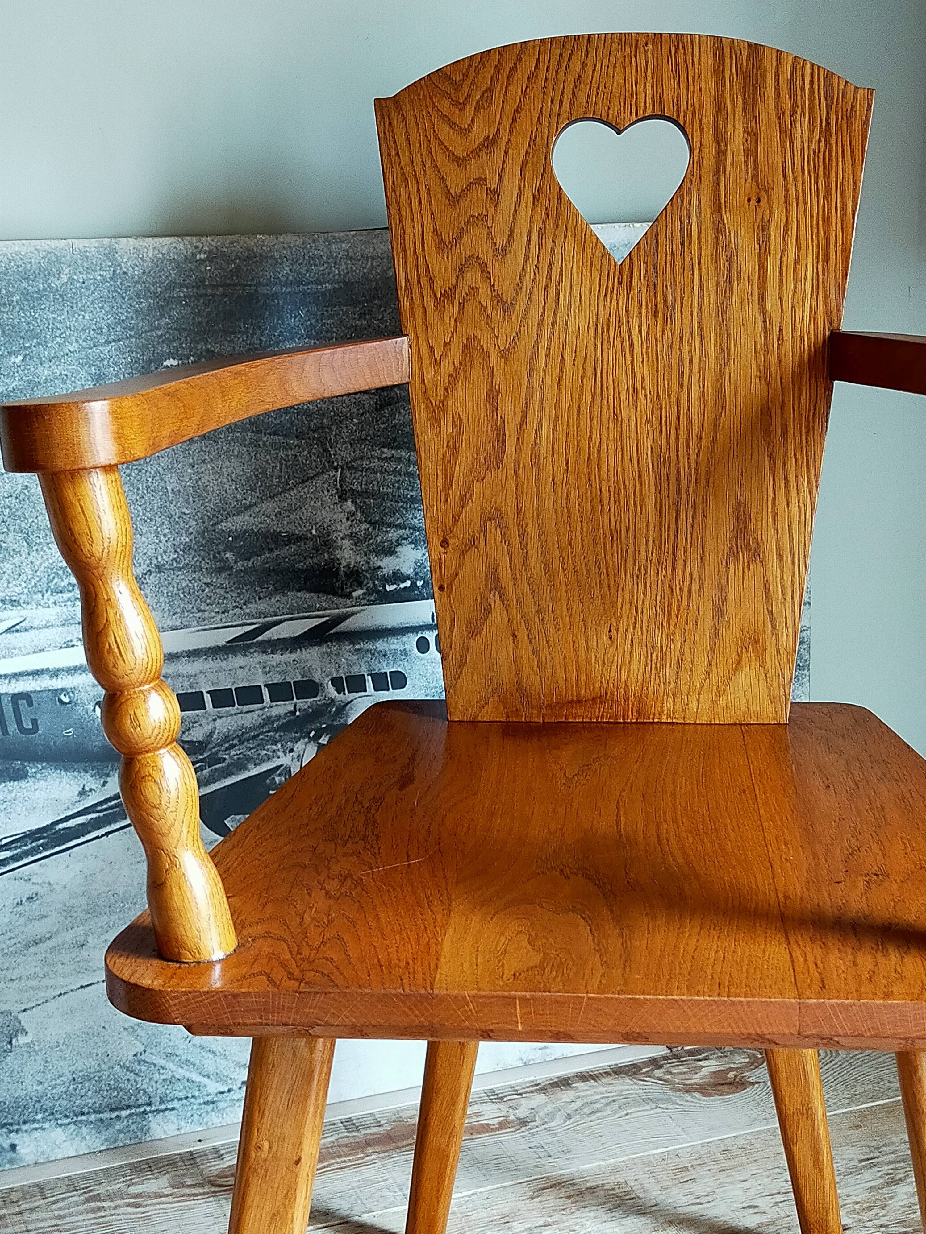 Art-popular armchair 50s in solid wood