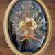 Oval frame dried flowers velvet knot