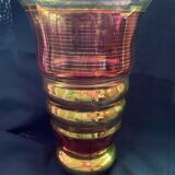 art deco vase in fuchsia & gold glass cira 1930 - belgian glassware (boom/doyen/laeken)