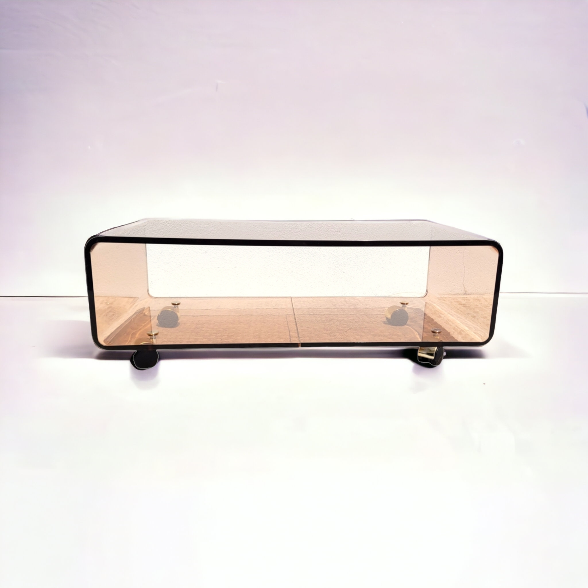 Vintage plexiglass coffee table with wheels 1970