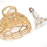 Crystal base lamp and rattan lampshade