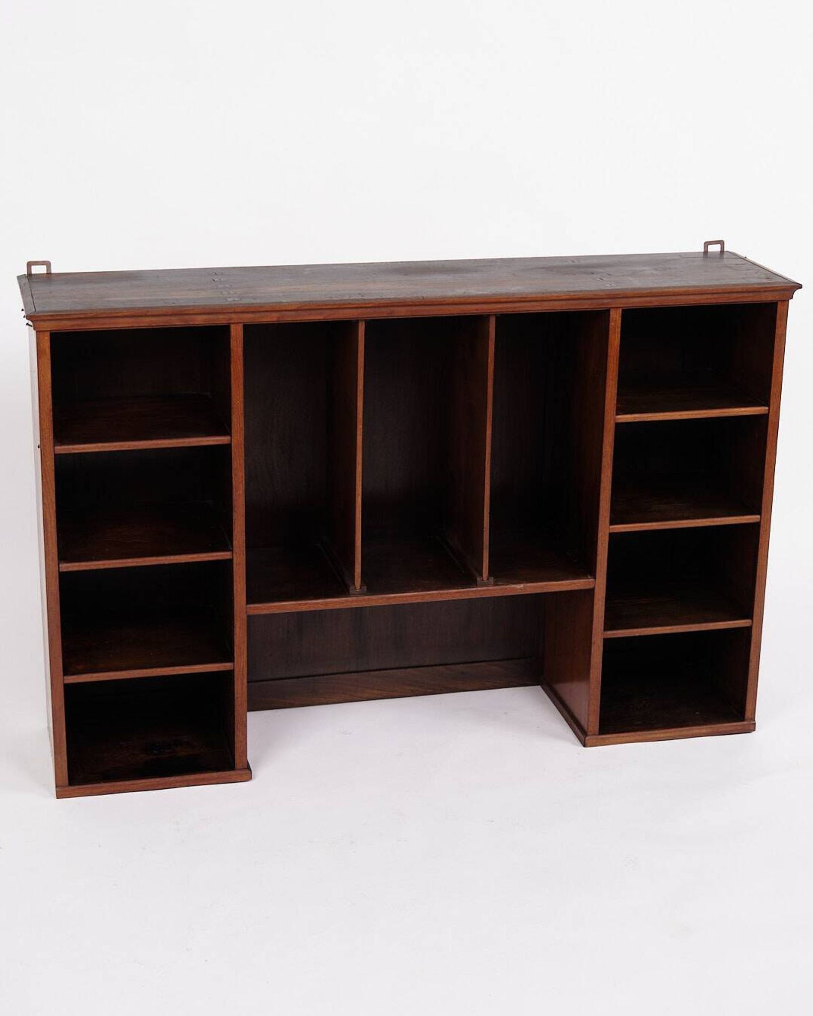 Wall-hung bookcase - hand-polished mahogany - shelf sections - 1890s