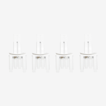 Set de 4 chaises de salon en cuir blanc par Pietro Costantini 1970s