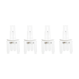 Set de 4 chaises de salon en cuir blanc par Pietro Costantini 1970s