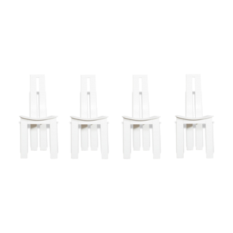 Set of 4 White leather by Pietro Costantini 1970 s lounge chairs