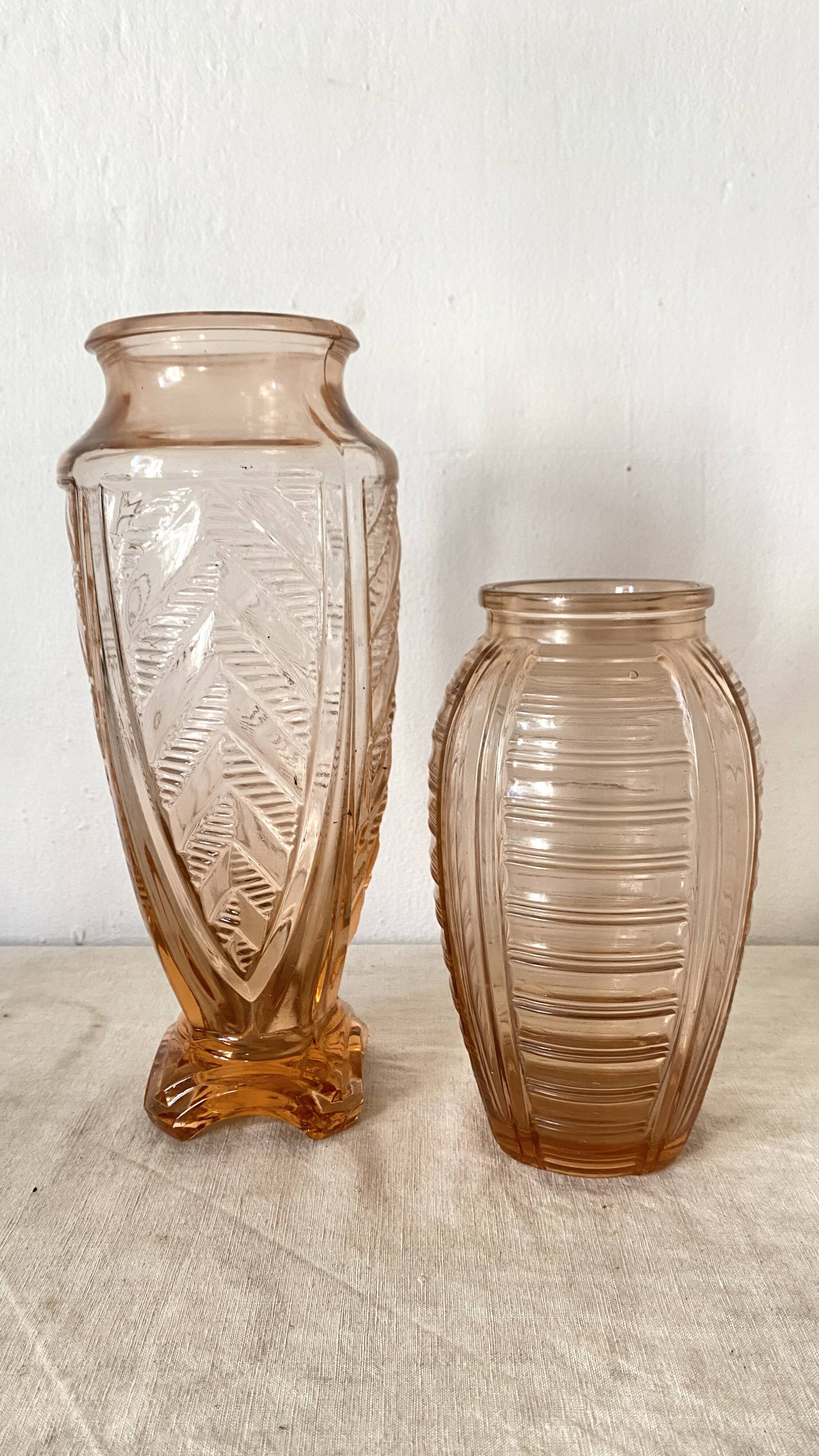 Tall pink art deco vase