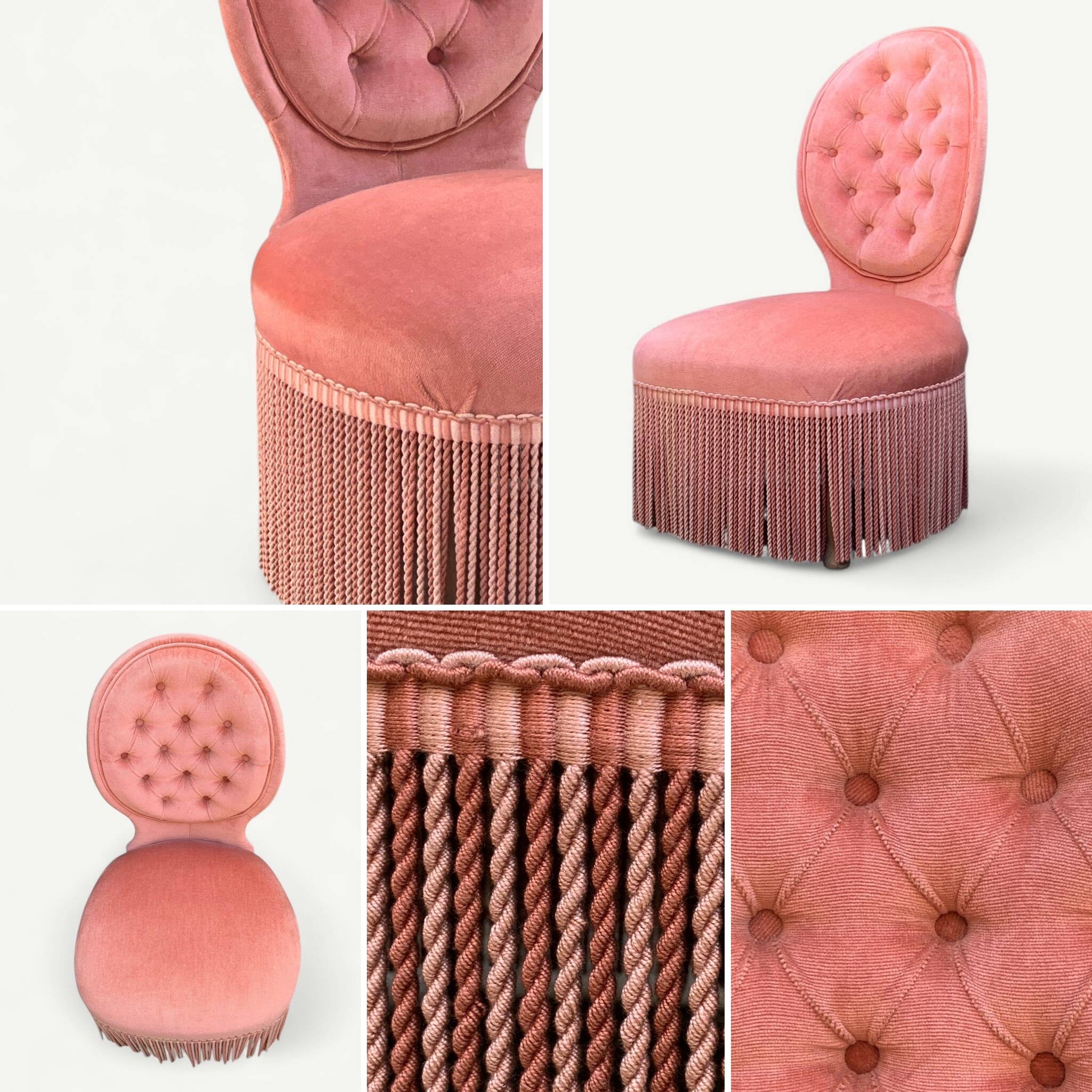 Vintage pink upholstered toad chair