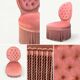 Fauteuil crapaud capitonné rose vintage