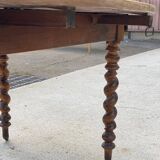 Table ovale à volets Louis Philippe XIXéme bois massif chêne pied torsade