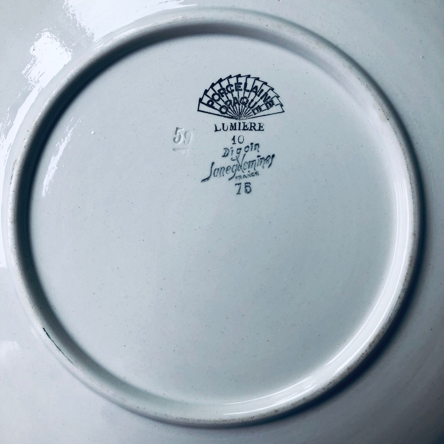 Digoin Sarreguemines green and white dessert service