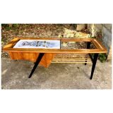 Table d'appoint en bois et verre