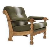 Fauteuil danois en laine et chêne massif, 1970