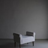 White faux shearling ottoman | 1960s