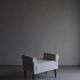 White faux shearling ottoman | 1960s