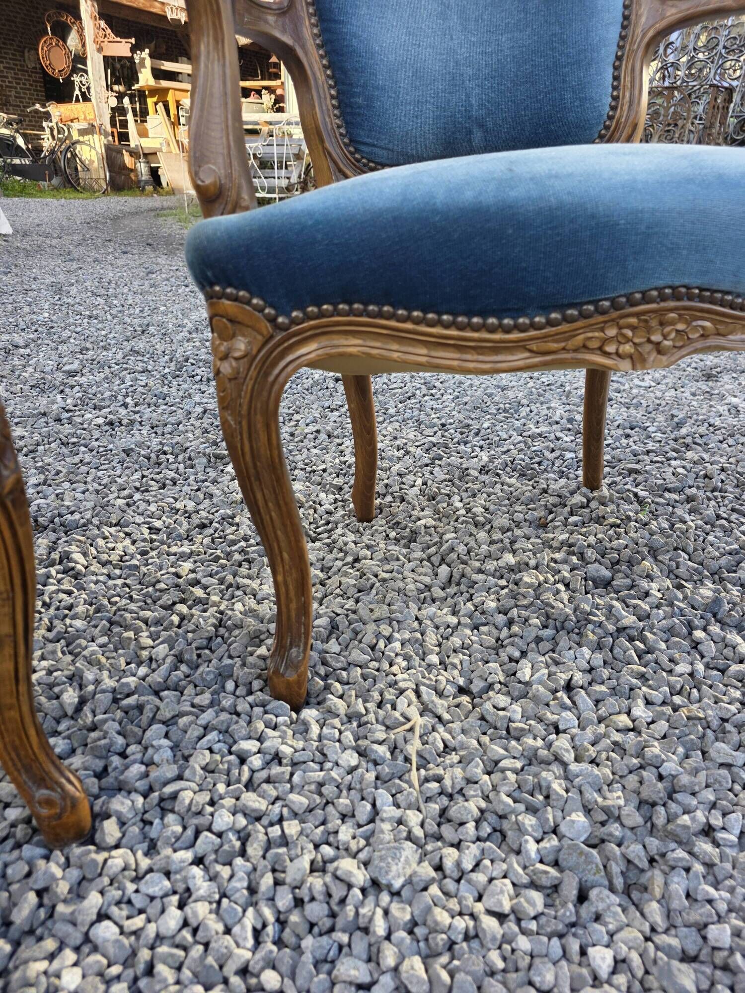 Pair of Louis XV style cabriolet armchairs
