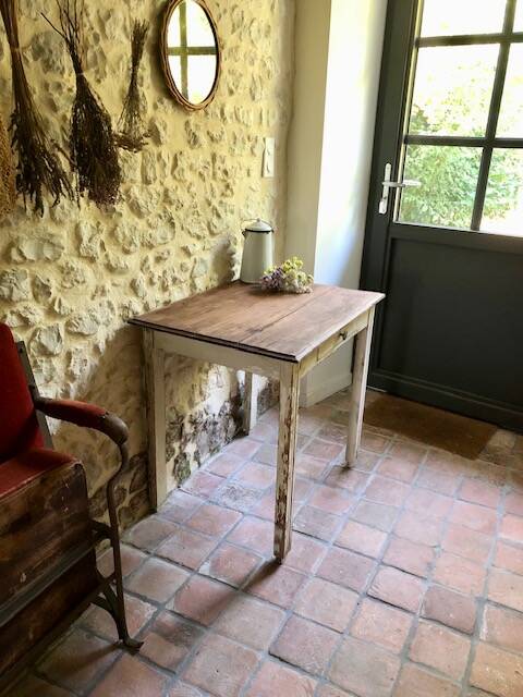 Antique wooden farmhouse table