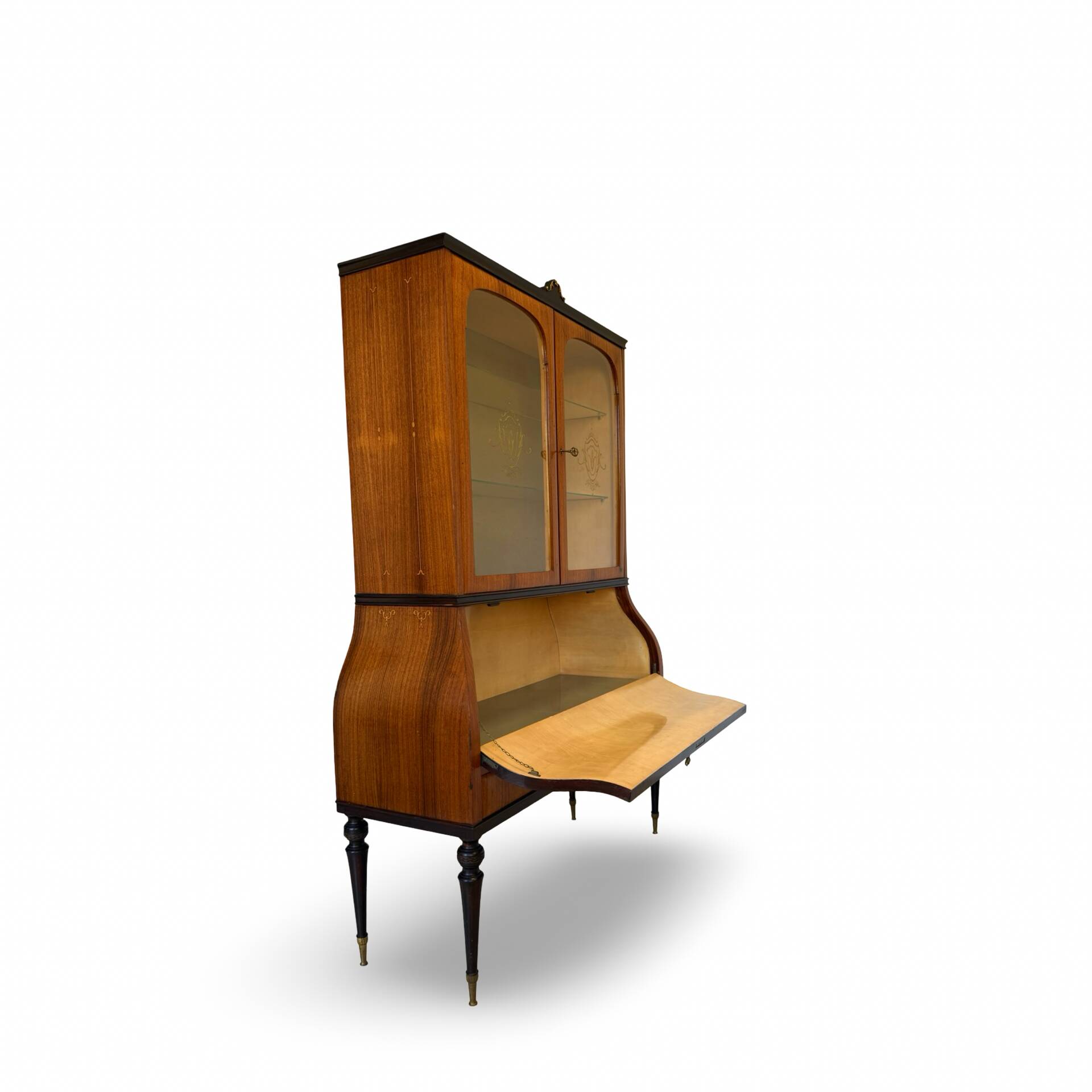 Secretary credenza in marquetry in the Italian Louis XV style from the mid-century, 1960.