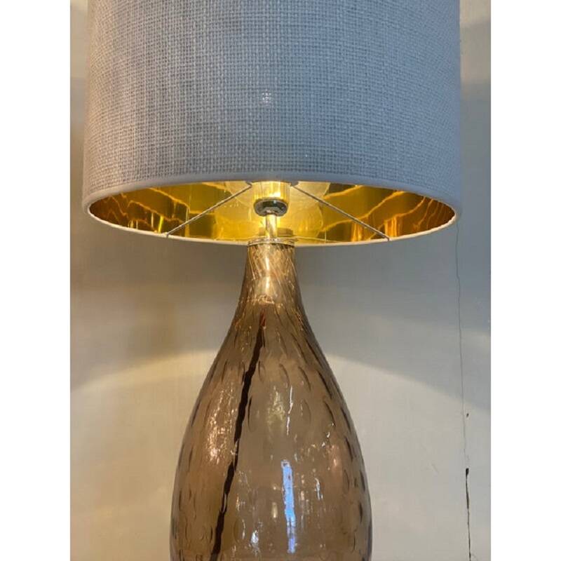 Pair of Contemporary Fumè Table Lamps Murano Glass