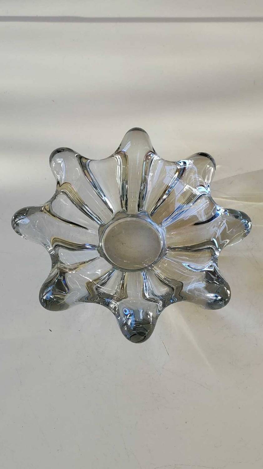 Large pocket organic floral shape/Corolla/Starry. Art Vannes France unsigned. Crystal.