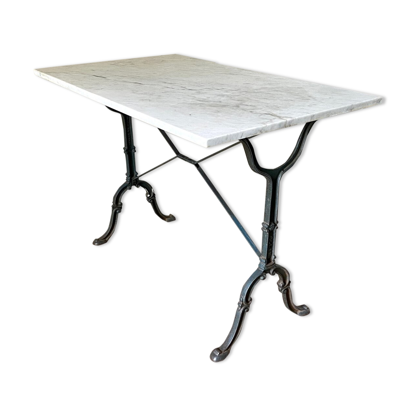Godin bistro table in wrought iron and grey ☐ marble 100 x 60 cm