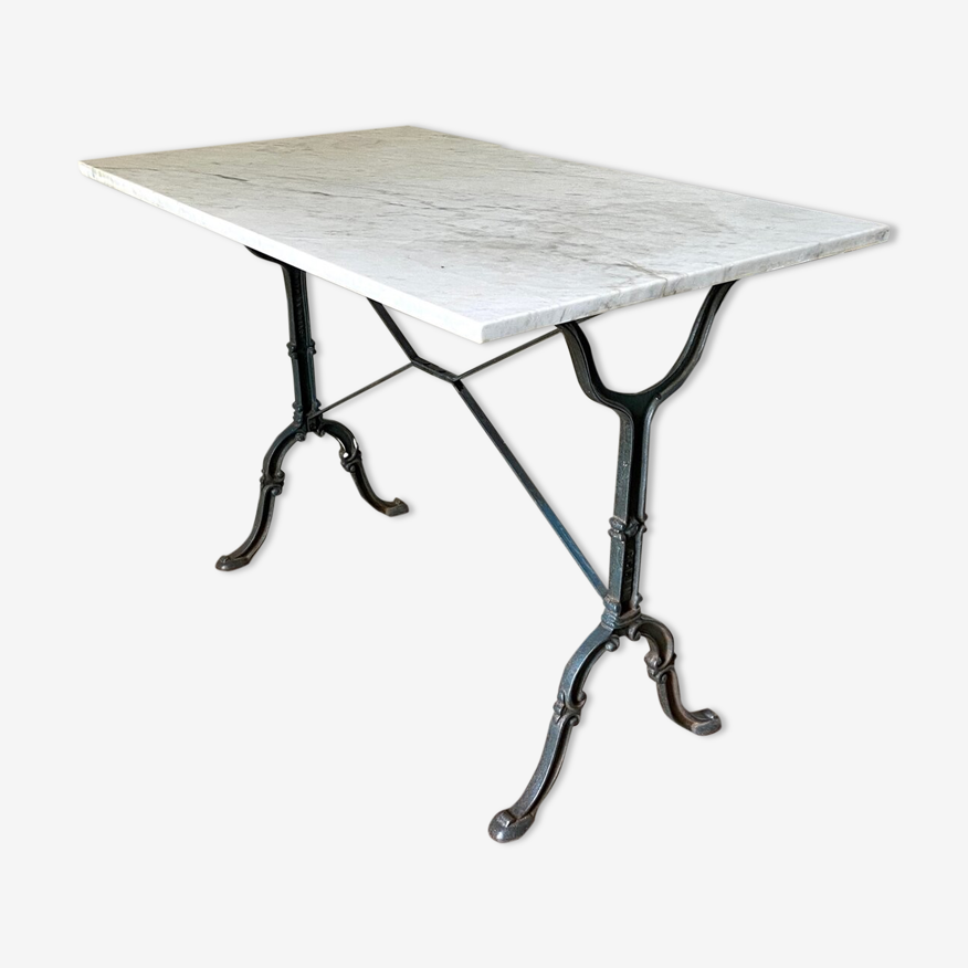 Table bistrot godin en fer forgé et marbre gris, 100 x 60 cm | Selency