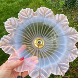 Vintage flower pendant lamp in pink glass