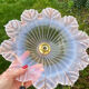 Vintage flower pendant lamp in pink glass