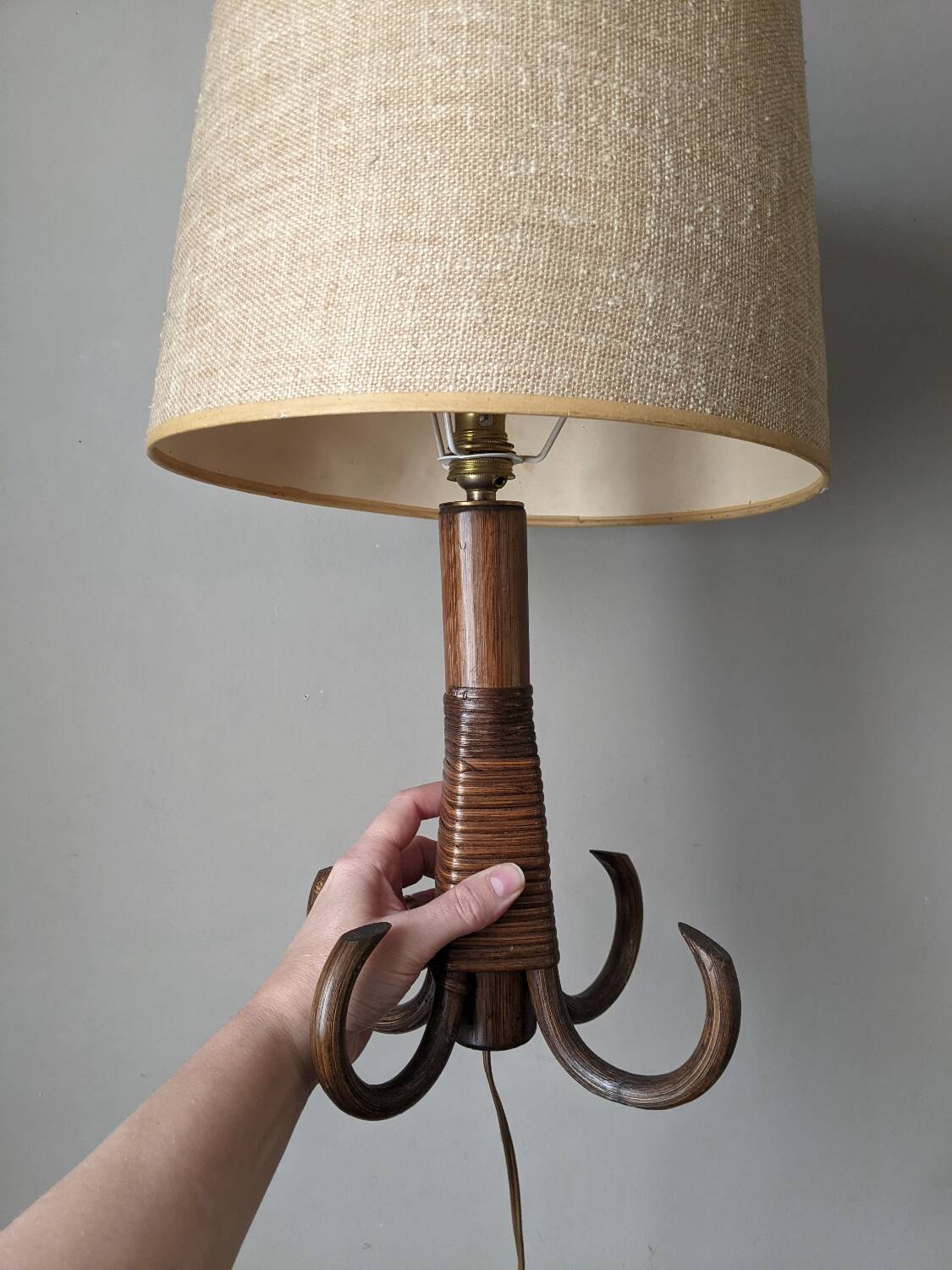 Bamboo rattan bedside lamp, Scandinavian country style