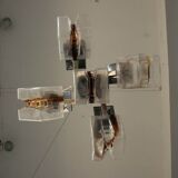 Lustre 1970 design verre et inox