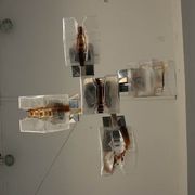 Chandelier 1970 design glass and stainless steel