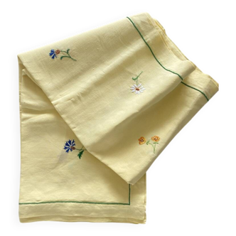 Antique hand-embroidered tablecloth - 10 place settings - 165x200 cm - Linen