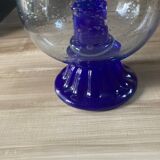 Bougeoir bleu Biot verre bullé