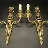 Pair of large Louis XVI style 19th century knot wall lights - bronze
