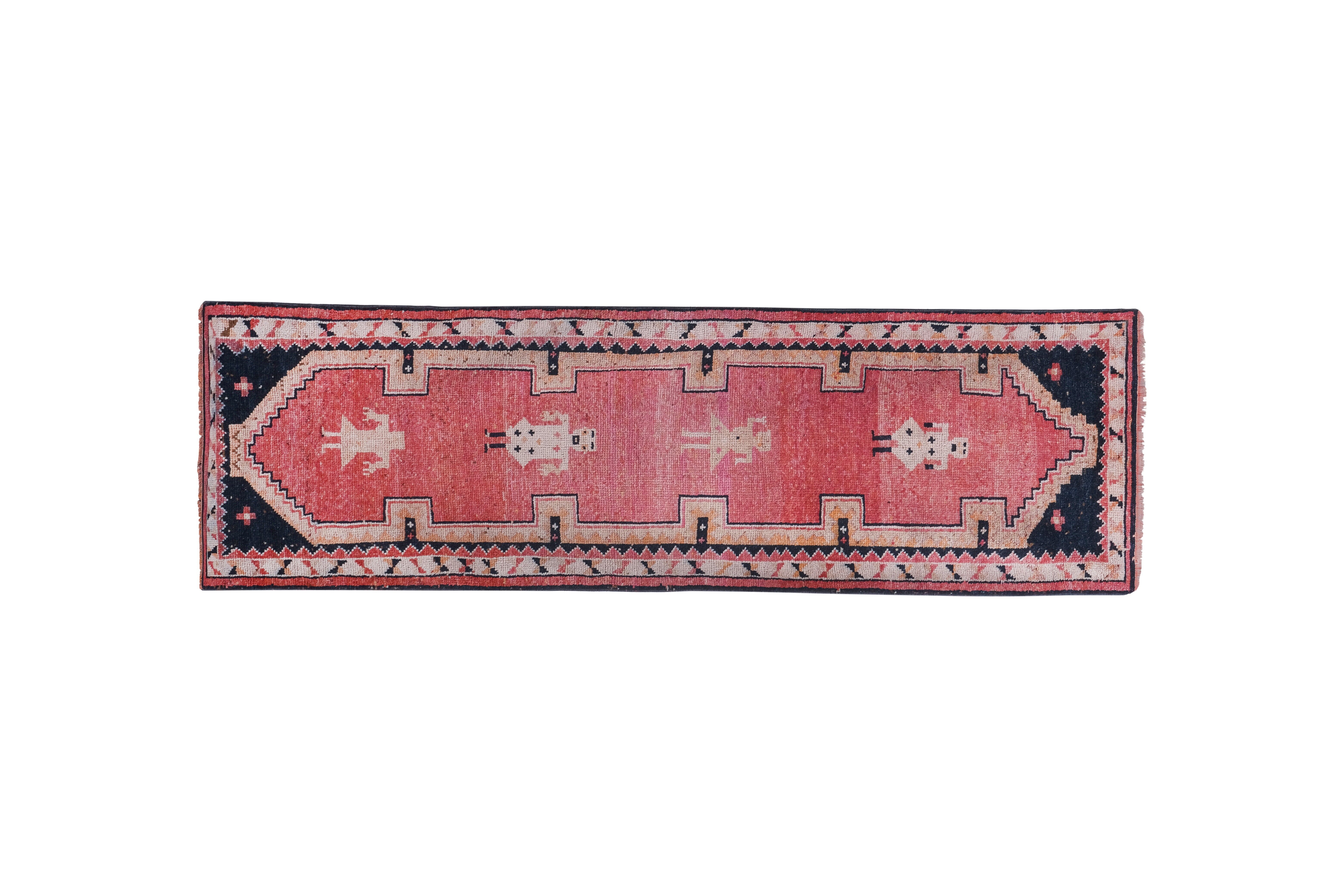 Vintage Turkish rug from Oushak, hand-woven 97x305 cm