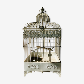 White patinated iron birdcage
