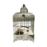 White patinated iron birdcage