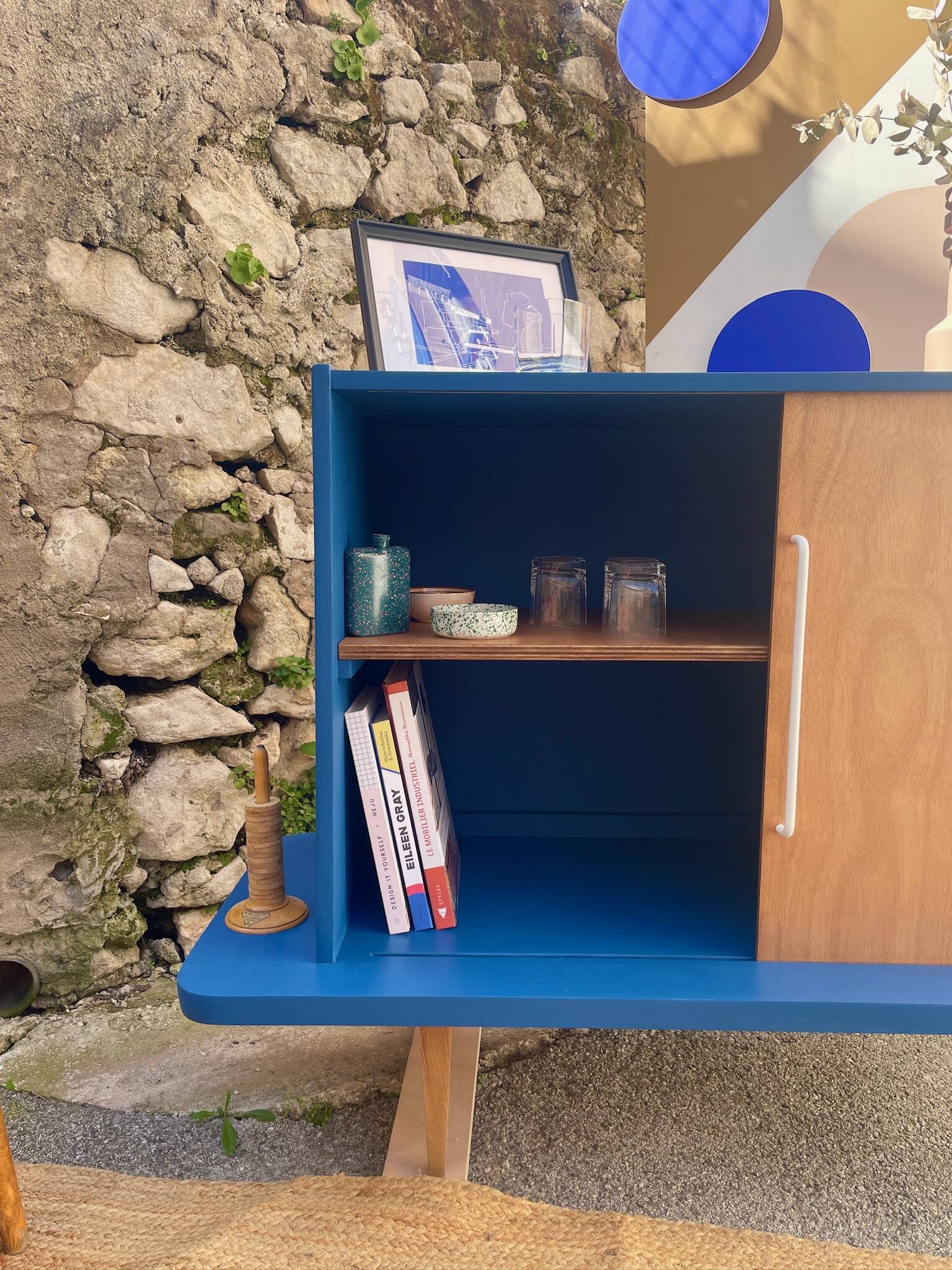 Upcycled buffet with sliding door