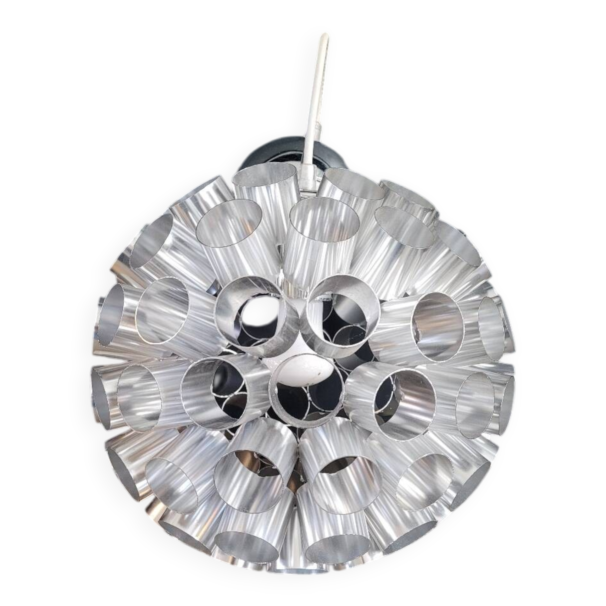 Space-age aluminum pendant light