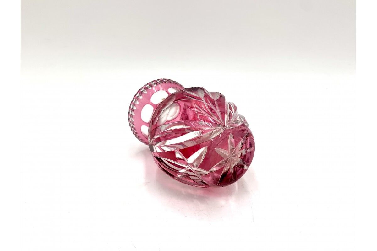 Crystal pink vase, Poland, 1960s