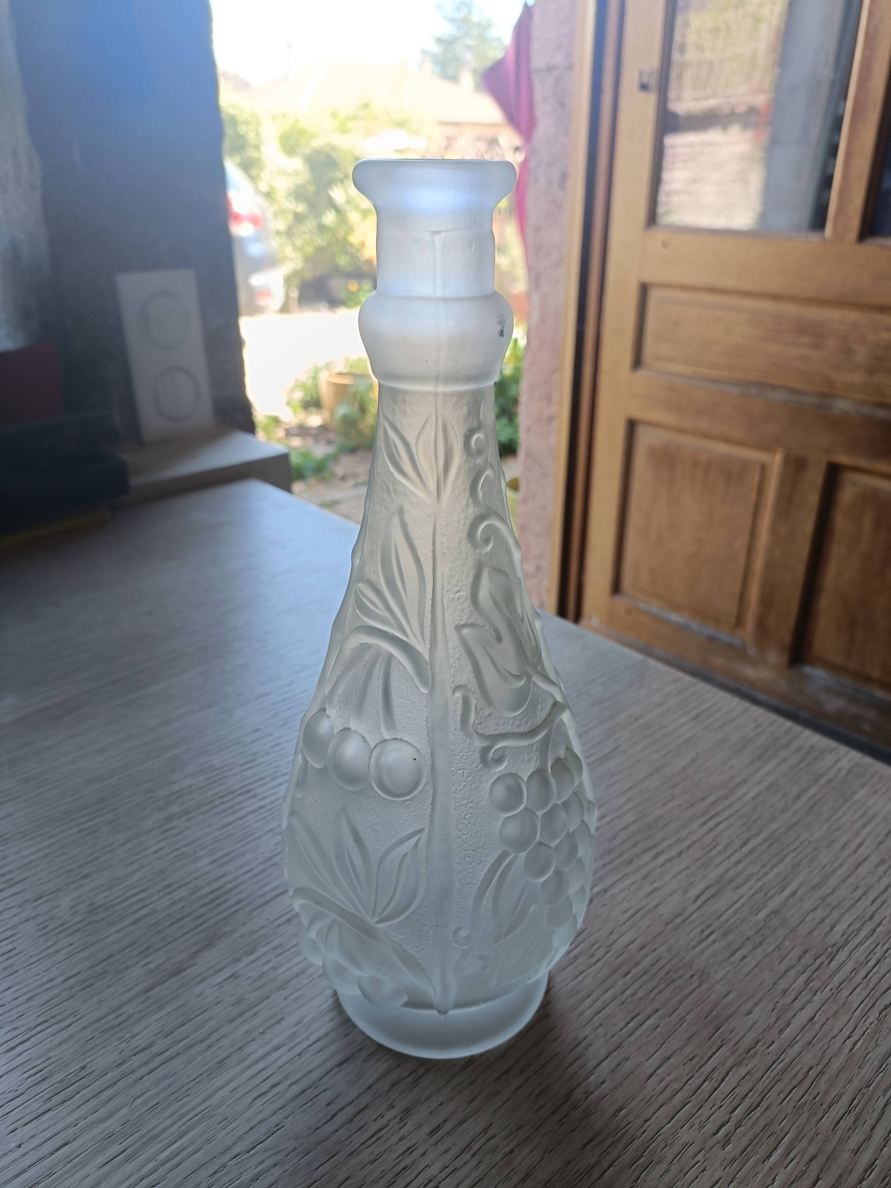 Frosted moulded glass carafe