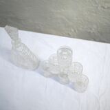 Carafe and 6 vintage glass glasses