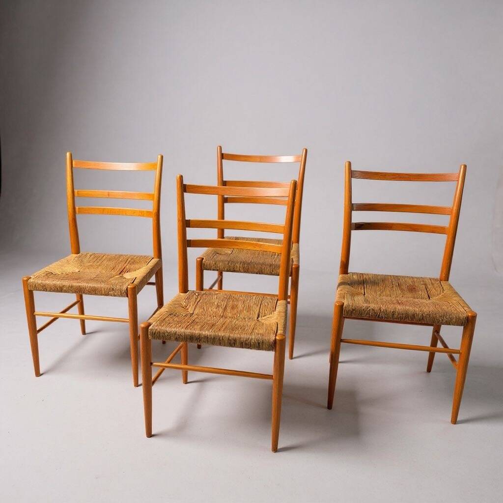 Set of 4 Scandinavian Gemla chairs. Gracell model by Yngve Ekström