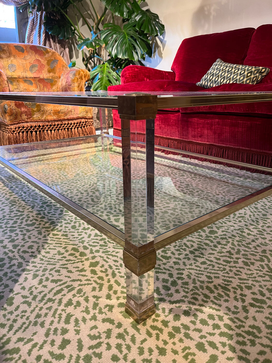 Table basse verre et plexiglas 1960